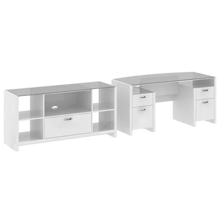 Home Office Bow Front Desk & Storage Crendenza